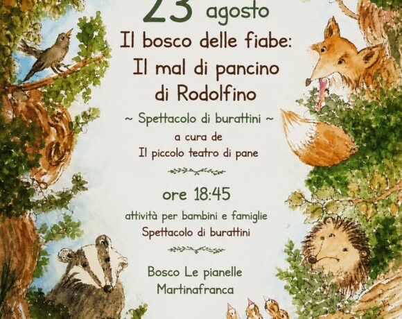 IL BOSCO DELLE FIABE: il mal di pancino di Rodolfino – domenica 23 agosto 2026 IL BOSCO DELLE FIABE: il mal di pancino di Rodolfino – domenica 23 agosto 2026