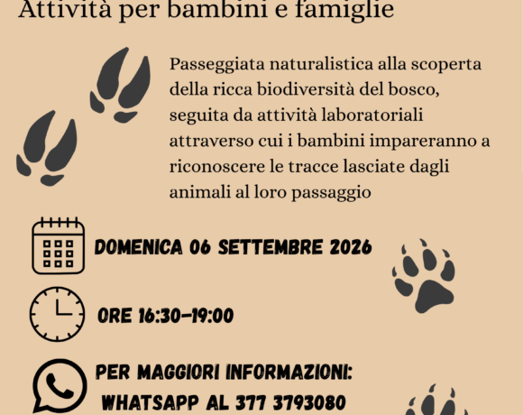 SULLE TRACCE DEGLI ANIMALI – domenica 06 settembre 2026 SULLE TRACCE DEGLI ANIMALI – domenica 06 settembre 2026