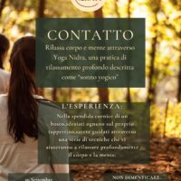 CONTATTO: YOGA NIDRA rilassamento nel bosco- domenica 20 settembre 2026