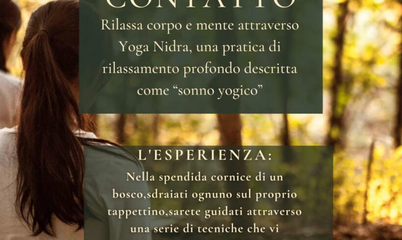 CONTATTO: YOGA NIDRA rilassamento nel bosco- domenica 20 settembre 2026 CONTATTO: YOGA NIDRA rilassamento nel bosco- domenica 20 settembre 2026